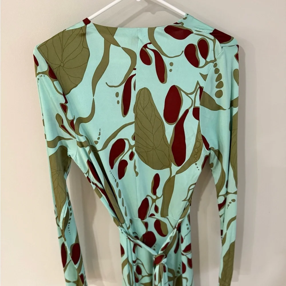Mara Hoffman Vintage Deep V-Neck Long Sleeve Silk Maxi Dress - Abstract - Medium - Picture 11 of 15